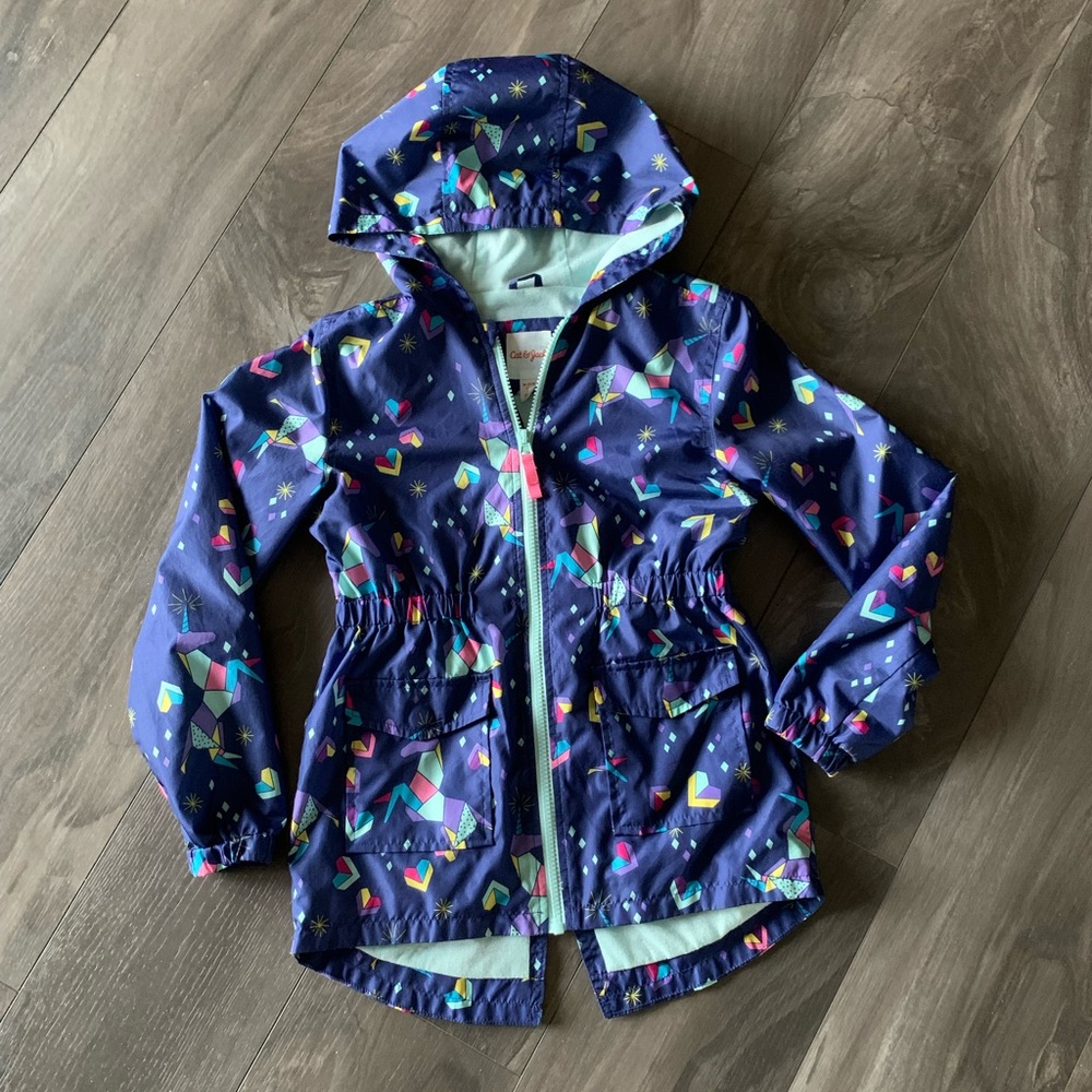 🚫SOLD Origami unicorn print hooded jacket